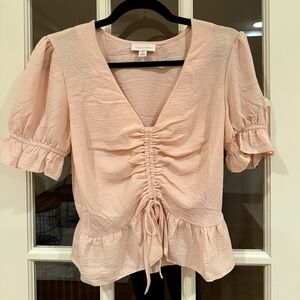 Topshop Ruched Top in Blush Pink - Size US 4